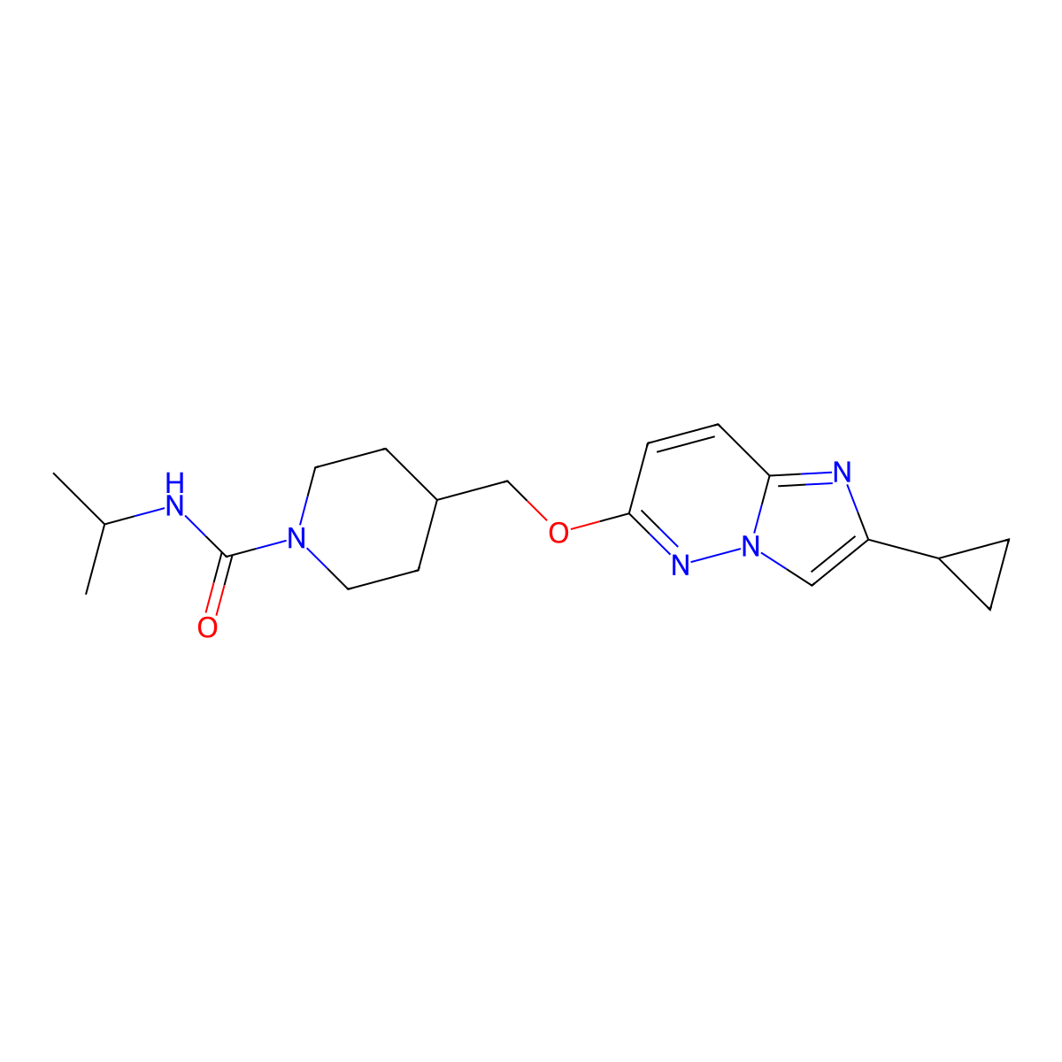 4-[({2-cyclopropylimidazo[1,2-b]pyridazin-6-yl}oxy)methyl]-N-(propan-2-yl)piperidine-1-carboxamide molecular structure, CAS 2548976-21-0