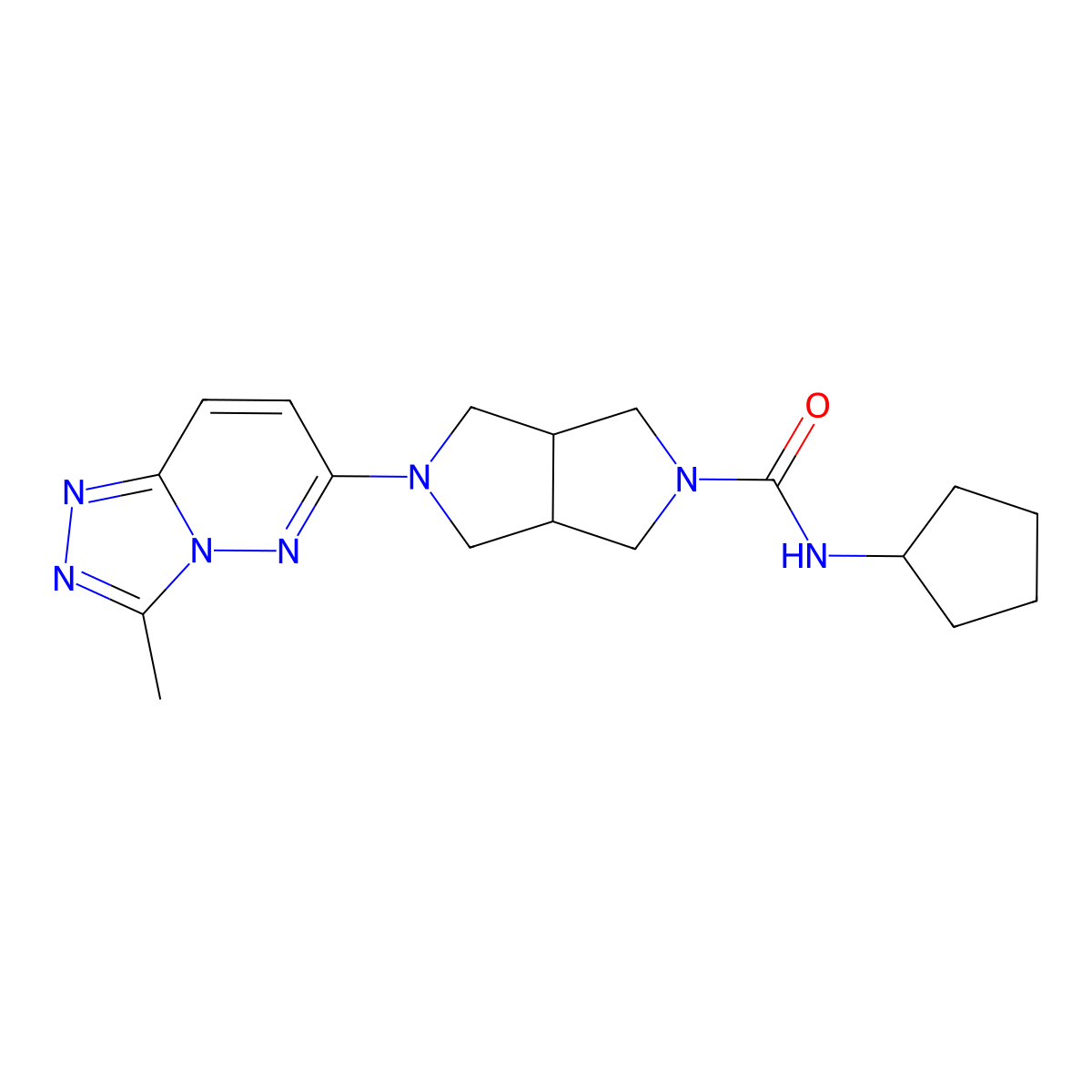 N-cyclopentyl-5-{3-methyl-[1,2,4]triazolo[4,3-b]pyridazin-6-yl}-octahydropyrrolo[3,4-c]pyrrole-2-carboxamide molecular structure, CAS 2548976-25-4