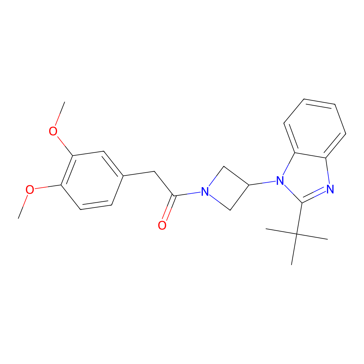 1-[3-(2-tert-butyl-1H-1,3-benzodiazol-1-yl)azetidin-1-yl]-2-(3,4-dimethoxyphenyl)ethan-1-one molecular structure, CAS 2548976-30-1
