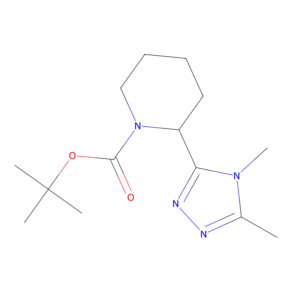 tert-butyl 2-(4,5-dimethyl-4H-1,2,4-triazol-3-yl)piperidine-1-carboxylate molecular structure, CAS 2548976-38-9