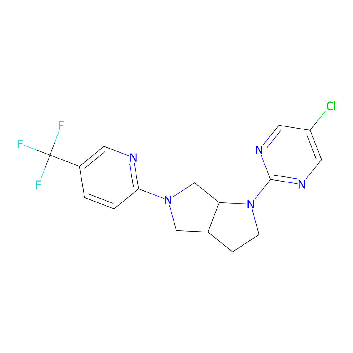 5-Chloro-2-{5-[5-(trifluoromethyl)pyridin-2-yl]-octahydropyrrolo[3,4-b]pyrrol-1-yl}pyrimidine molecular structure, CAS 2548976-40-3