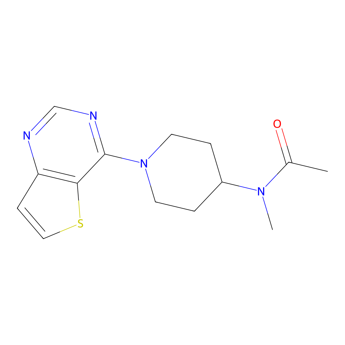 N-methyl-N-(1-{thieno[3,2-d]pyrimidin-4-yl}piperidin-4-yl)acetamide molecular structure, CAS 2548976-41-4