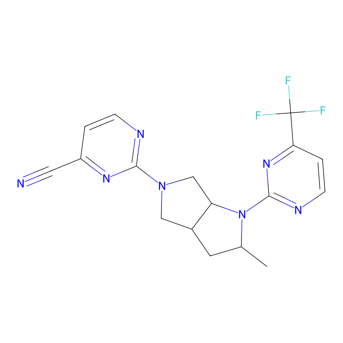2-{2-Methyl-1-[4-(trifluoromethyl)pyrimidin-2-yl]-octahydropyrrolo[2,3-c]pyrrol-5-yl}pyrimidine-4-carbonitrile molecular structure, CAS 2548976-50-5