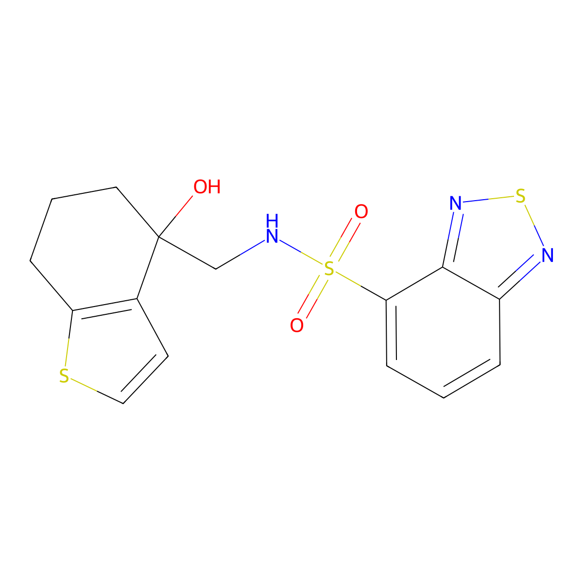 N-[(4-hydroxy-4,5,6,7-tetrahydro-1-benzothiophen-4-yl)methyl]-2,1,3-benzothiadiazole-4-sulfonamide molecular structure, CAS 2548976-53-8