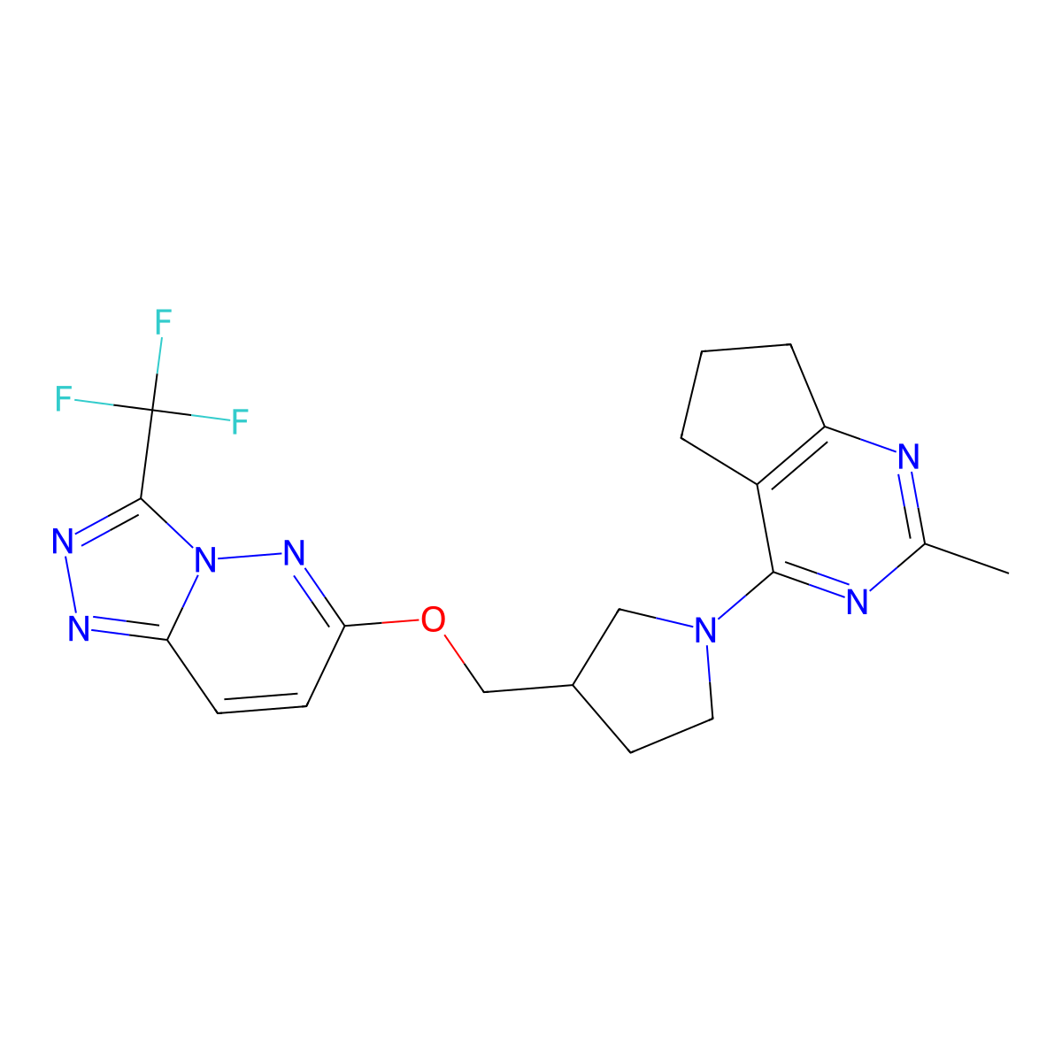 1-{2-methyl-5H,6H,7H-cyclopenta[d]pyrimidin-4-yl}-3-({[3-(trifluoromethyl)-[1,2,4]triazolo[4,3-b]pyridazin-6-yl]oxy}methyl)pyrrolidine molecular structure, CAS 2548976-54-9