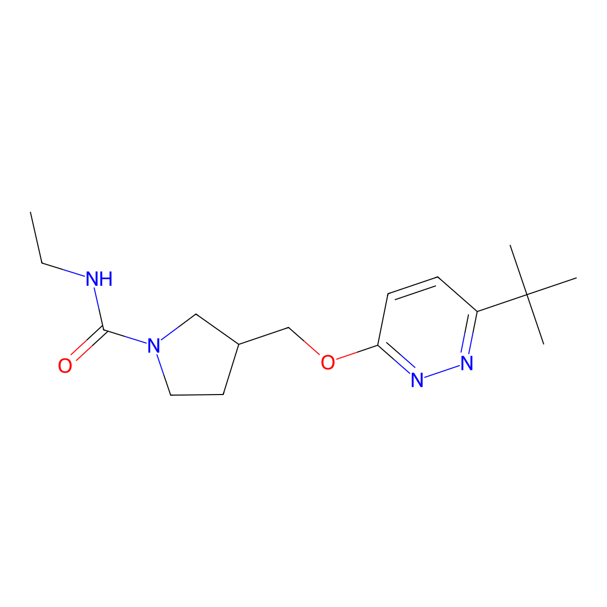3-{[(6-tert-butylpyridazin-3-yl)oxy]methyl}-N-ethylpyrrolidine-1-carboxamide molecular structure, CAS 2548976-57-2