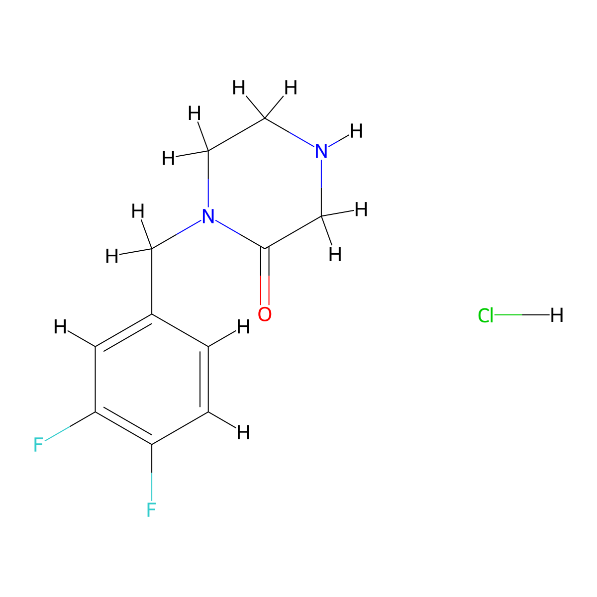 1-[(3,4-Difluorophenyl)methyl]piperazin-2-one hydrochloride molecular structure, CAS 2548976-59-4