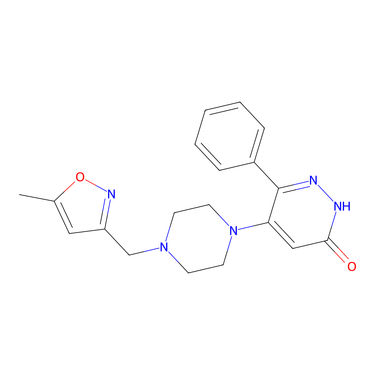 5-{4-[(5-Methyl-1,2-oxazol-3-yl)methyl]piperazin-1-yl}-6-phenyl-2,3-dihydropyridazin-3-one molecular structure, CAS 2548976-60-7