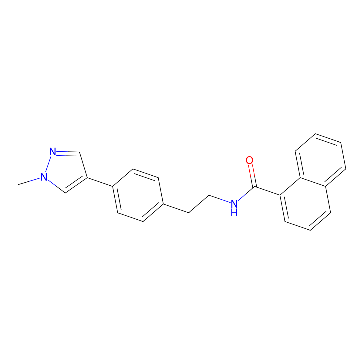 N-{2-[4-(1-methyl-1H-pyrazol-4-yl)phenyl]ethyl}naphthalene-1-carboxamide molecular structure, CAS 2548976-61-8