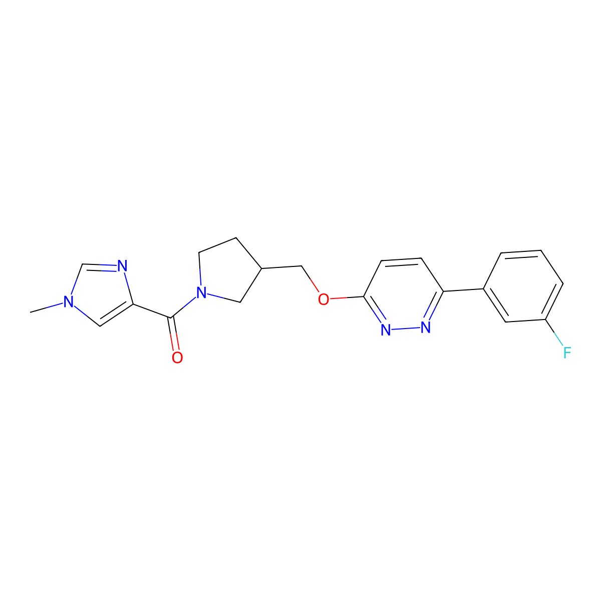 3-(3-fluorophenyl)-6-{[1-(1-methyl-1H-imidazole-4-carbonyl)pyrrolidin-3-yl]methoxy}pyridazine molecular structure, CAS 2548976-64-1