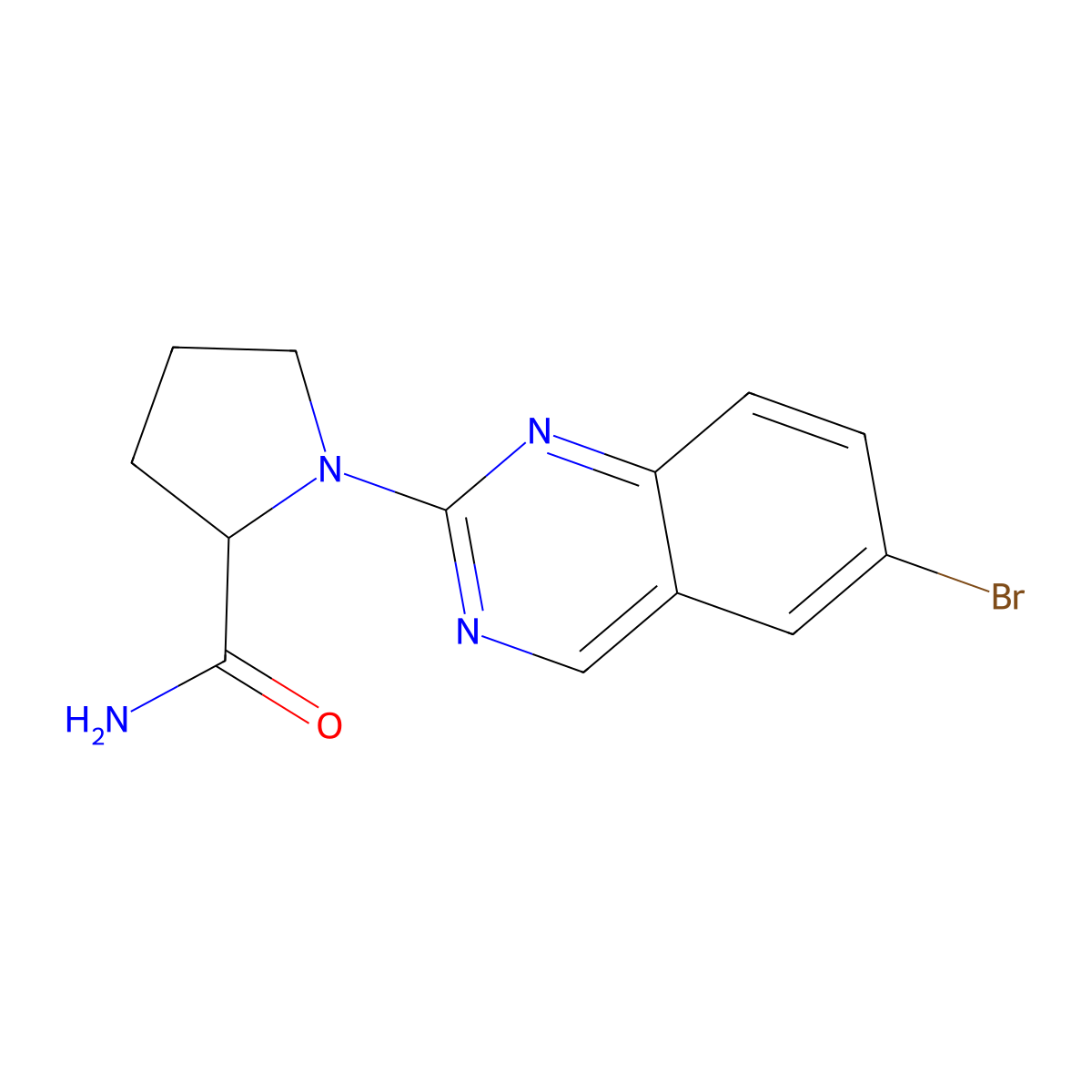 1-(6-Bromoquinazolin-2-yl)pyrrolidine-2-carboxamide molecular structure, CAS 2548976-72-1