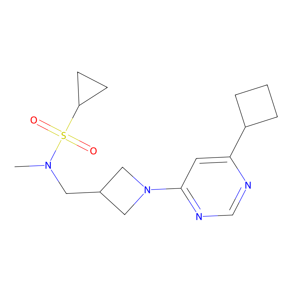 N-{[1-(6-cyclobutylpyrimidin-4-yl)azetidin-3-yl]methyl}-N-methylcyclopropanesulfonamide molecular structure, CAS 2548976-73-2