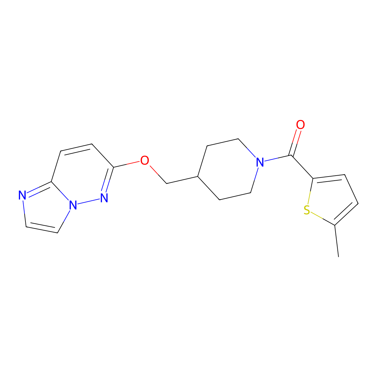 4-({Imidazo[1,2-b]pyridazin-6-yloxy}methyl)-1-(5-methylthiophene-2-carbonyl)piperidine molecular structure, CAS 2548976-75-4