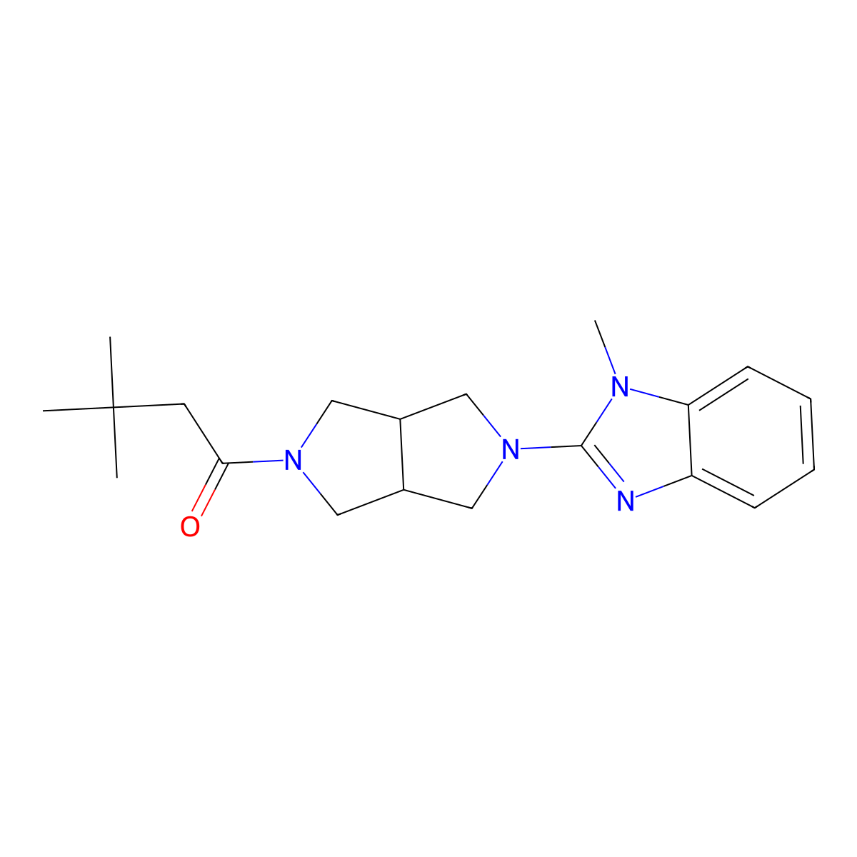 3,3-dimethyl-1-[5-(1-methyl-1H-1,3-benzodiazol-2-yl)-octahydropyrrolo[3,4-c]pyrrol-2-yl]butan-1-one molecular structure, CAS 2548976-77-6