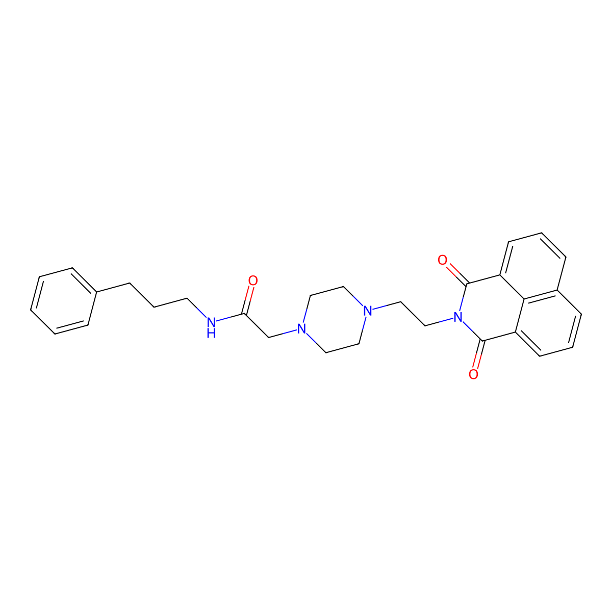 2-[4-(2-{2,4-dioxo-3-azatricyclo[7.3.1.0^{5,13}]trideca-1(13),5,7,9,11-pentaen-3-yl}ethyl)piperazin-1-yl]-N-(3-phenylpropyl)acetamide molecular structure, CAS 2548976-78-7