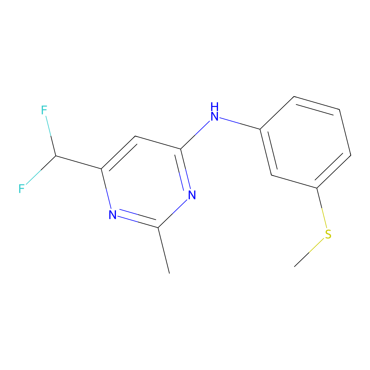 6-(difluoromethyl)-2-methyl-N-[3-(methylsulfanyl)phenyl]pyrimidin-4-amine molecular structure, CAS 2548976-80-1