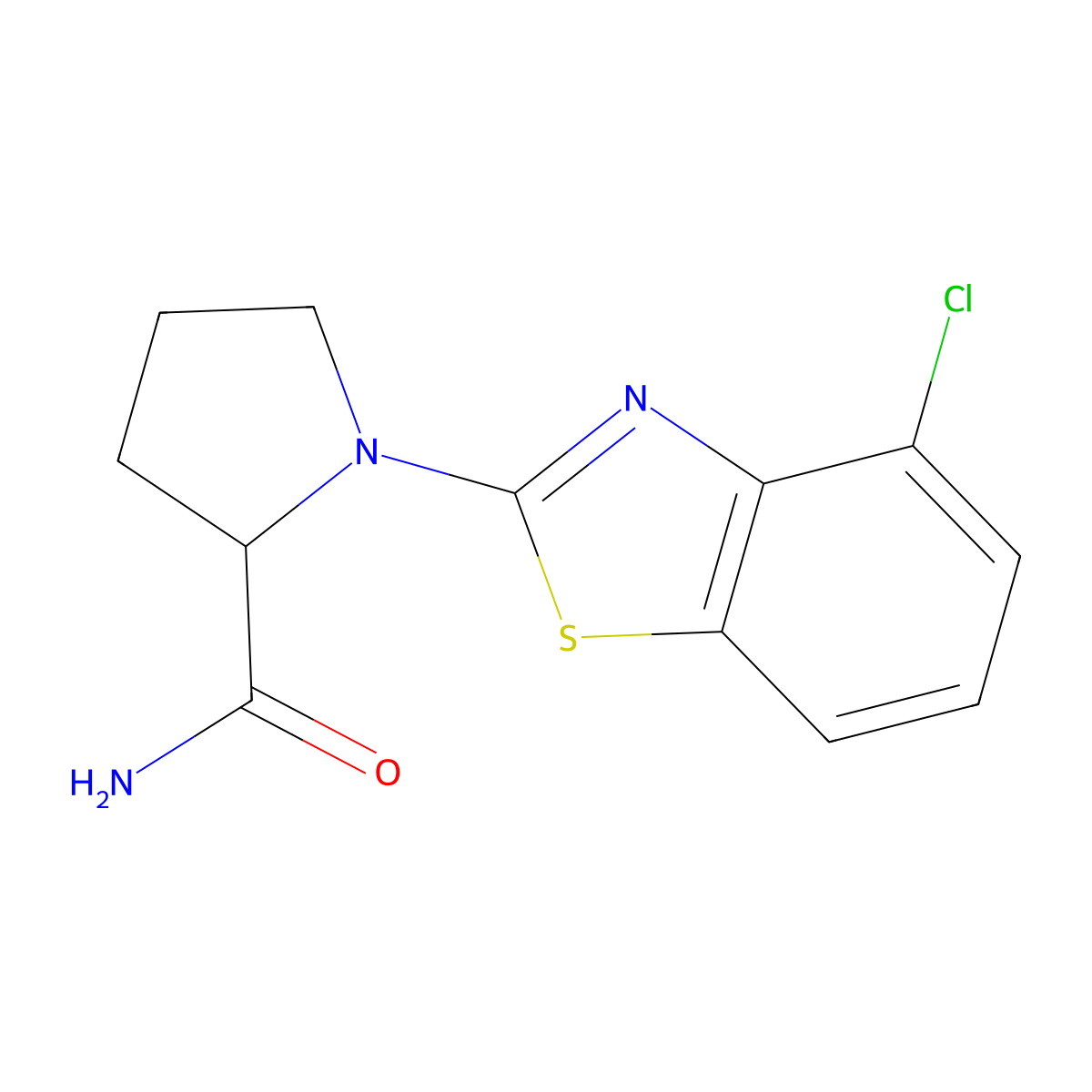 1-(4-Chloro-1,3-benzothiazol-2-yl)pyrrolidine-2-carboxamide molecular structure, CAS 2548976-86-7