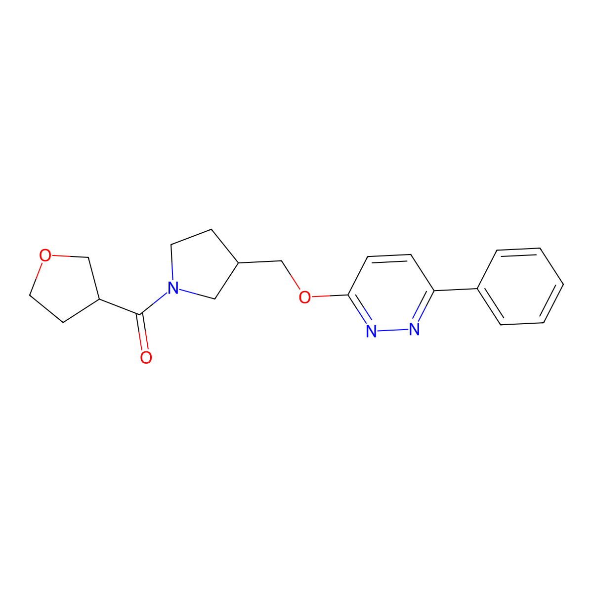 3-{[1-(Oxolane-3-carbonyl)pyrrolidin-3-yl]methoxy}-6-phenylpyridazine molecular structure, CAS 2548976-87-8