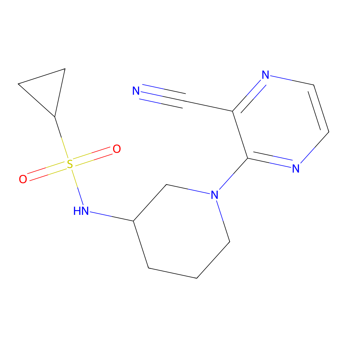 N-[1-(3-cyanopyrazin-2-yl)piperidin-3-yl]cyclopropanesulfonamide molecular structure, CAS 2548976-96-9