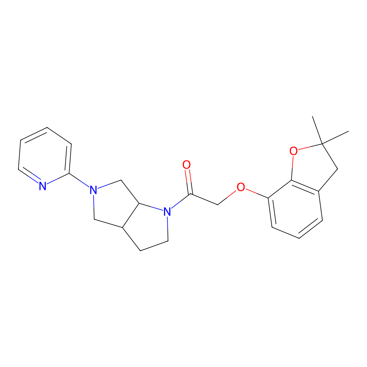 2-[(2,2-Dimethyl-2,3-dihydro-1-benzofuran-7-yl)oxy]-1-[5-(pyridin-2-yl)-octahydropyrrolo[3,4-b]pyrrol-1-yl]ethan-1-one molecular structure, CAS 2548977-01-9