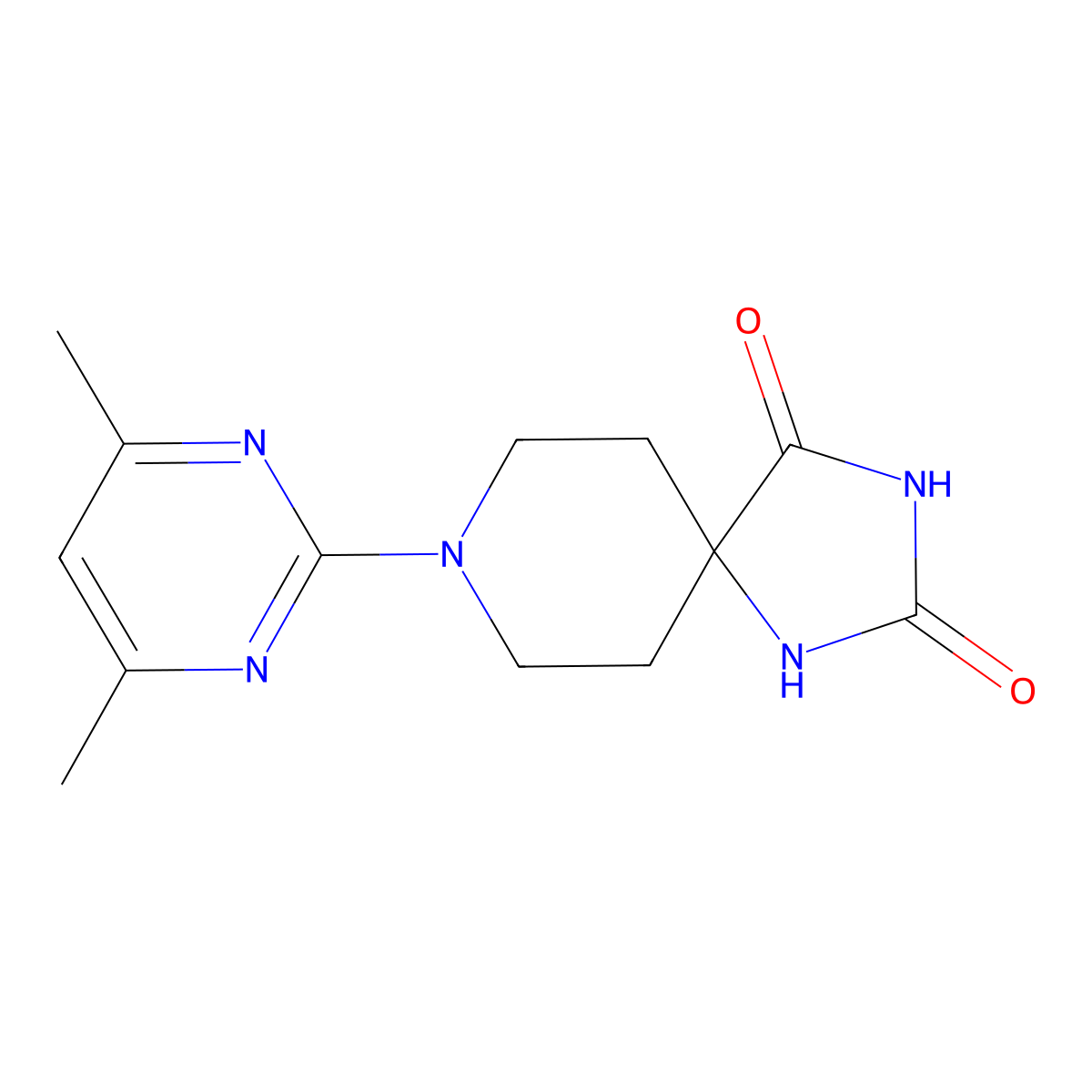 8-(4,6-Dimethylpyrimidin-2-yl)-1,3,8-triazaspiro[4.5]decane-2,4-dione molecular structure, CAS 2548977-06-4