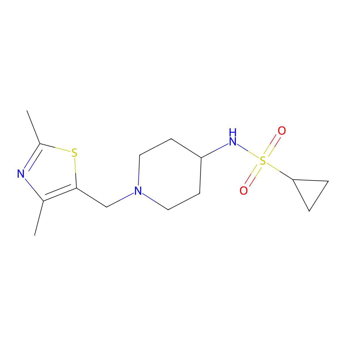 N-{1-[(2,4-dimethyl-1,3-thiazol-5-yl)methyl]piperidin-4-yl}cyclopropanesulfonamide molecular structure, CAS 2548977-07-5