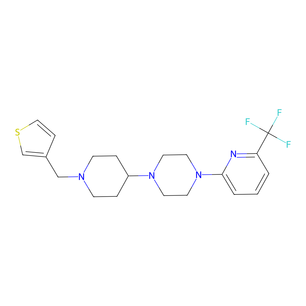1-{1-[(Thiophen-3-yl)methyl]piperidin-4-yl}-4-[6-(trifluoromethyl)pyridin-2-yl]piperazine molecular structure, CAS 2548977-10-0