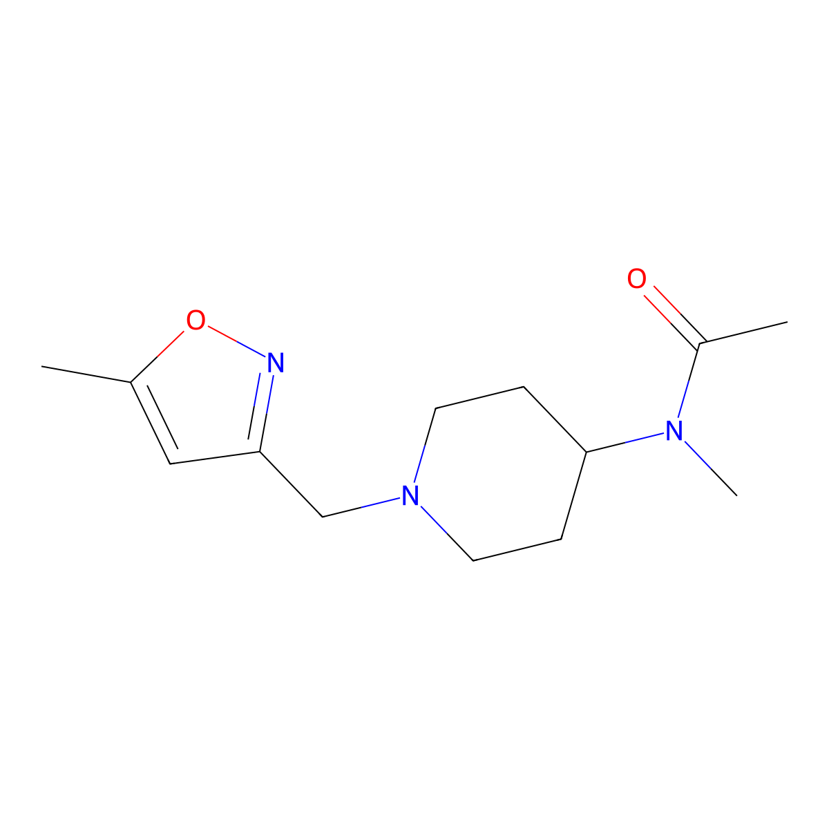 N-methyl-N-{1-[(5-methyl-1,2-oxazol-3-yl)methyl]piperidin-4-yl}acetamide molecular structure, CAS 2548977-17-7