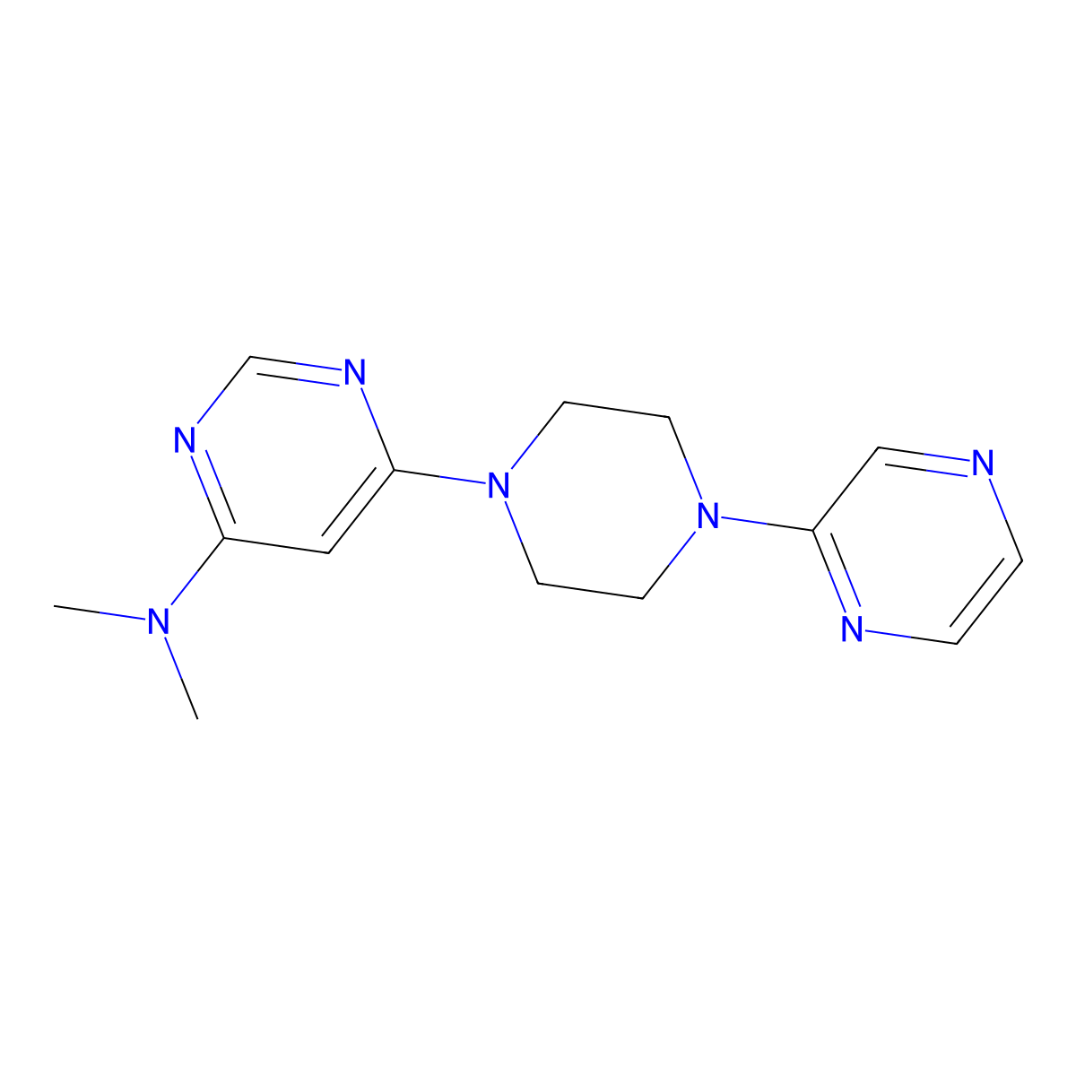 N,N-dimethyl-6-[4-(pyrazin-2-yl)piperazin-1-yl]pyrimidin-4-amine molecular structure, CAS 2548977-23-5