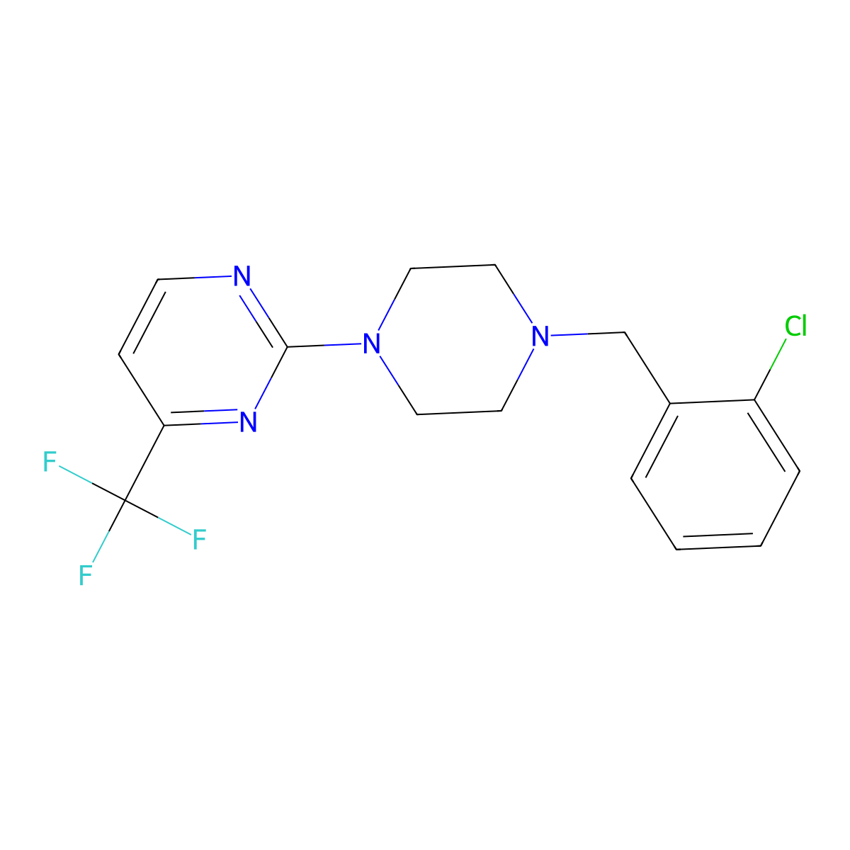 2-{4-[(2-Chlorophenyl)methyl]piperazin-1-yl}-4-(trifluoromethyl)pyrimidine molecular structure, CAS 2548977-24-6