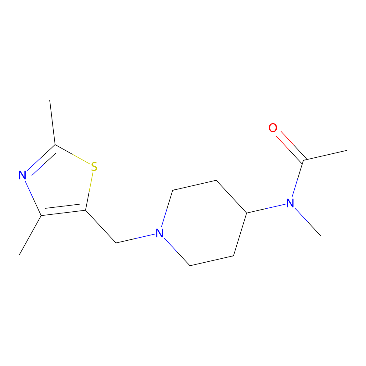 N-{1-[(2,4-dimethyl-1,3-thiazol-5-yl)methyl]piperidin-4-yl}-N-methylacetamide molecular structure, CAS 2548977-25-7