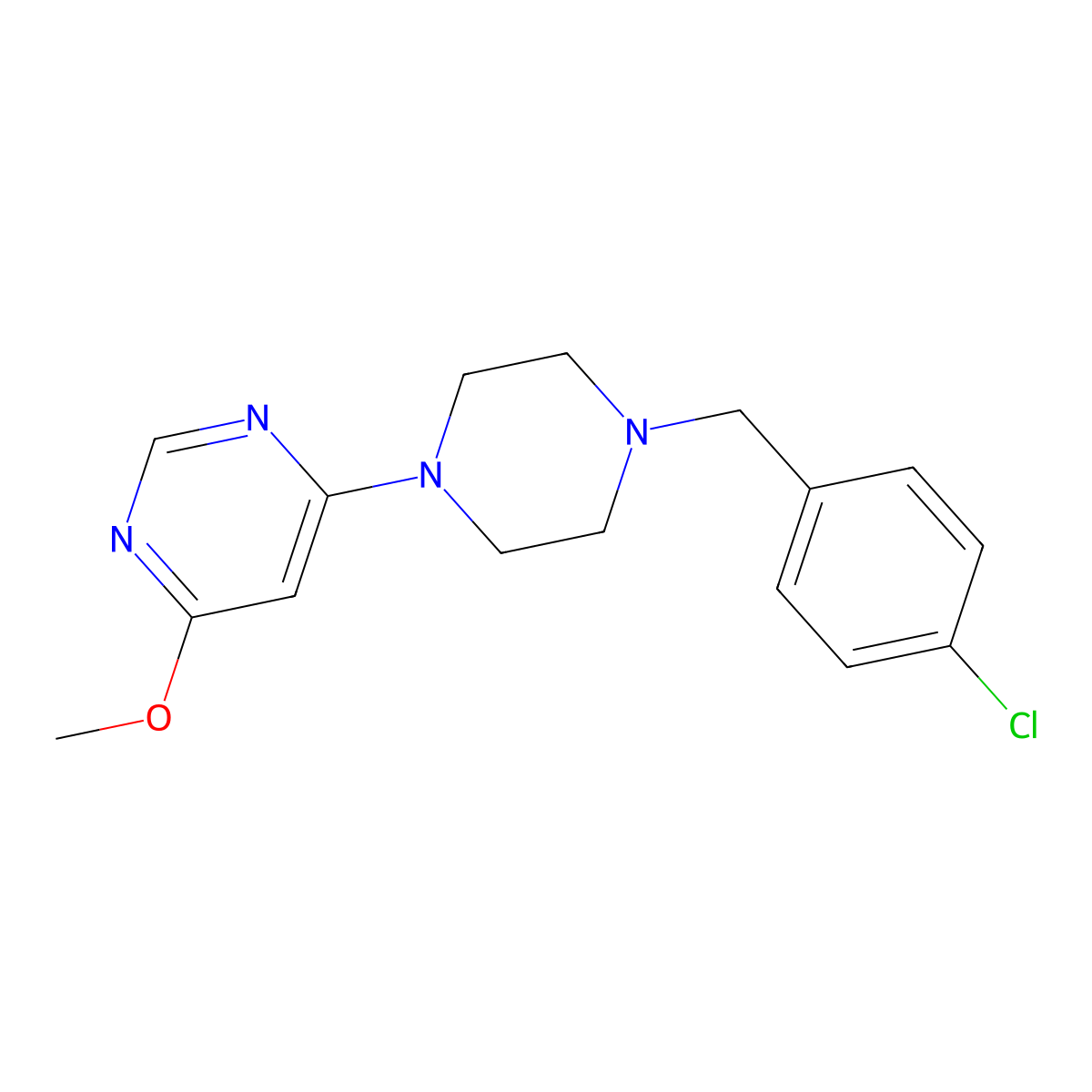 4-{4-[(4-Chlorophenyl)methyl]piperazin-1-yl}-6-methoxypyrimidine molecular structure, CAS 2548977-26-8