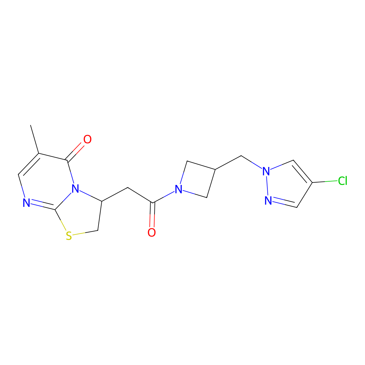 3-(2-{3-[(4-chloro-1H-pyrazol-1-yl)methyl]azetidin-1-yl}-2-oxoethyl)-6-methyl-2H,3H,5H-[1,3]thiazolo[3,2-a]pyrimidin-5-one molecular structure, CAS 2548977-32-6