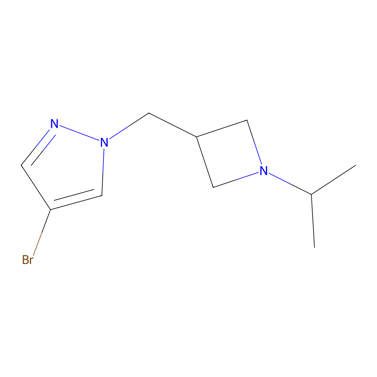 4-bromo-1-{[1-(propan-2-yl)azetidin-3-yl]methyl}-1H-pyrazole molecular structure, CAS 2548977-36-0