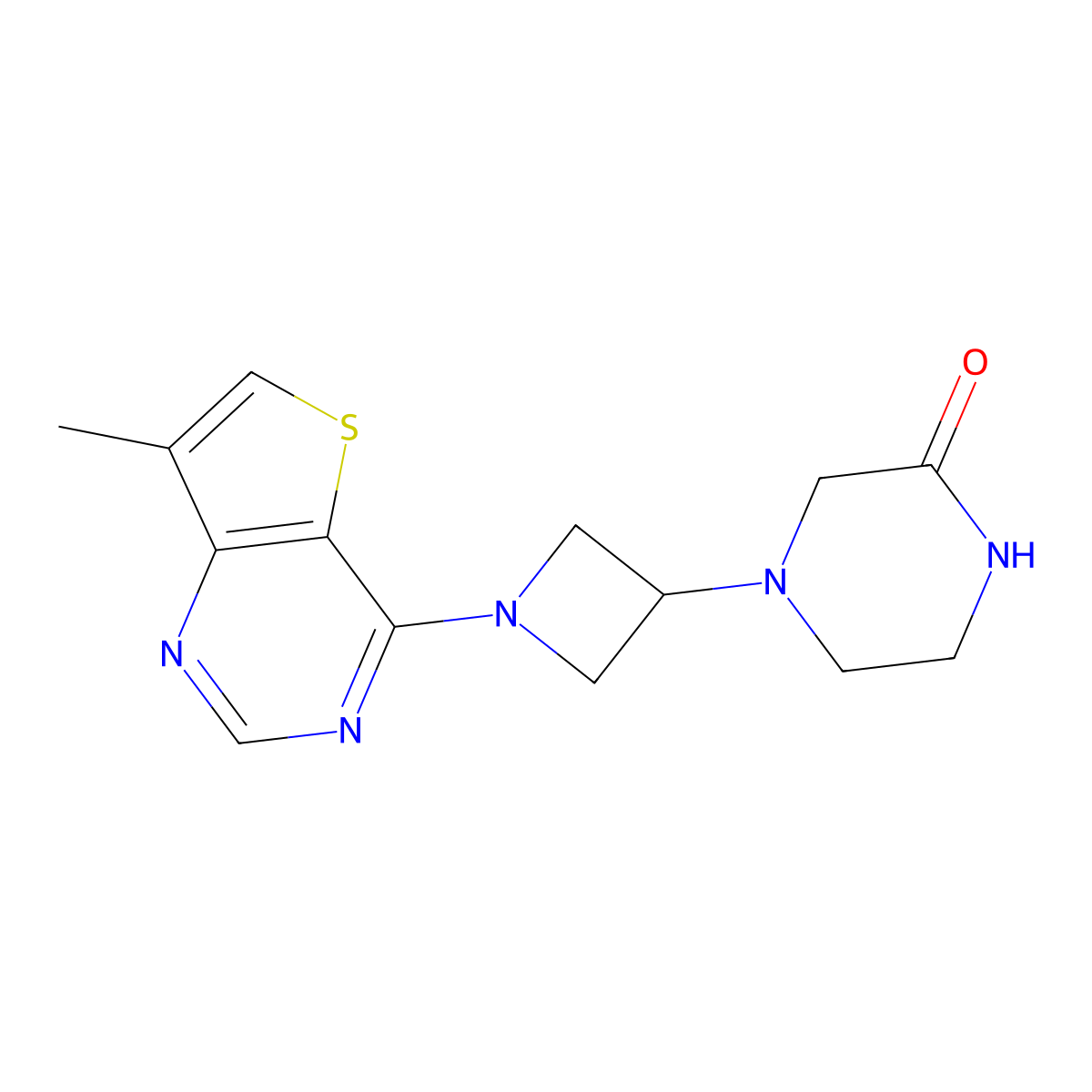 4-(1-{7-Methylthieno[3,2-d]pyrimidin-4-yl}azetidin-3-yl)piperazin-2-one molecular structure, CAS 2548977-38-2