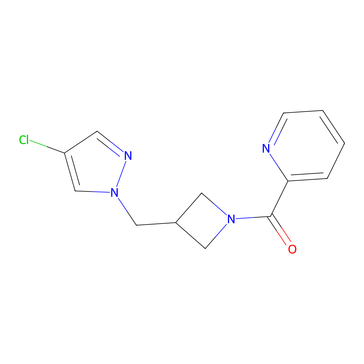 2-{3-[(4-chloro-1H-pyrazol-1-yl)methyl]azetidine-1-carbonyl}pyridine molecular structure, CAS 2548977-43-9