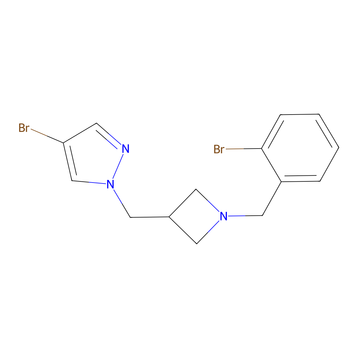 4-bromo-1-({1-[(2-bromophenyl)methyl]azetidin-3-yl}methyl)-1H-pyrazole molecular structure, CAS 2548977-44-0