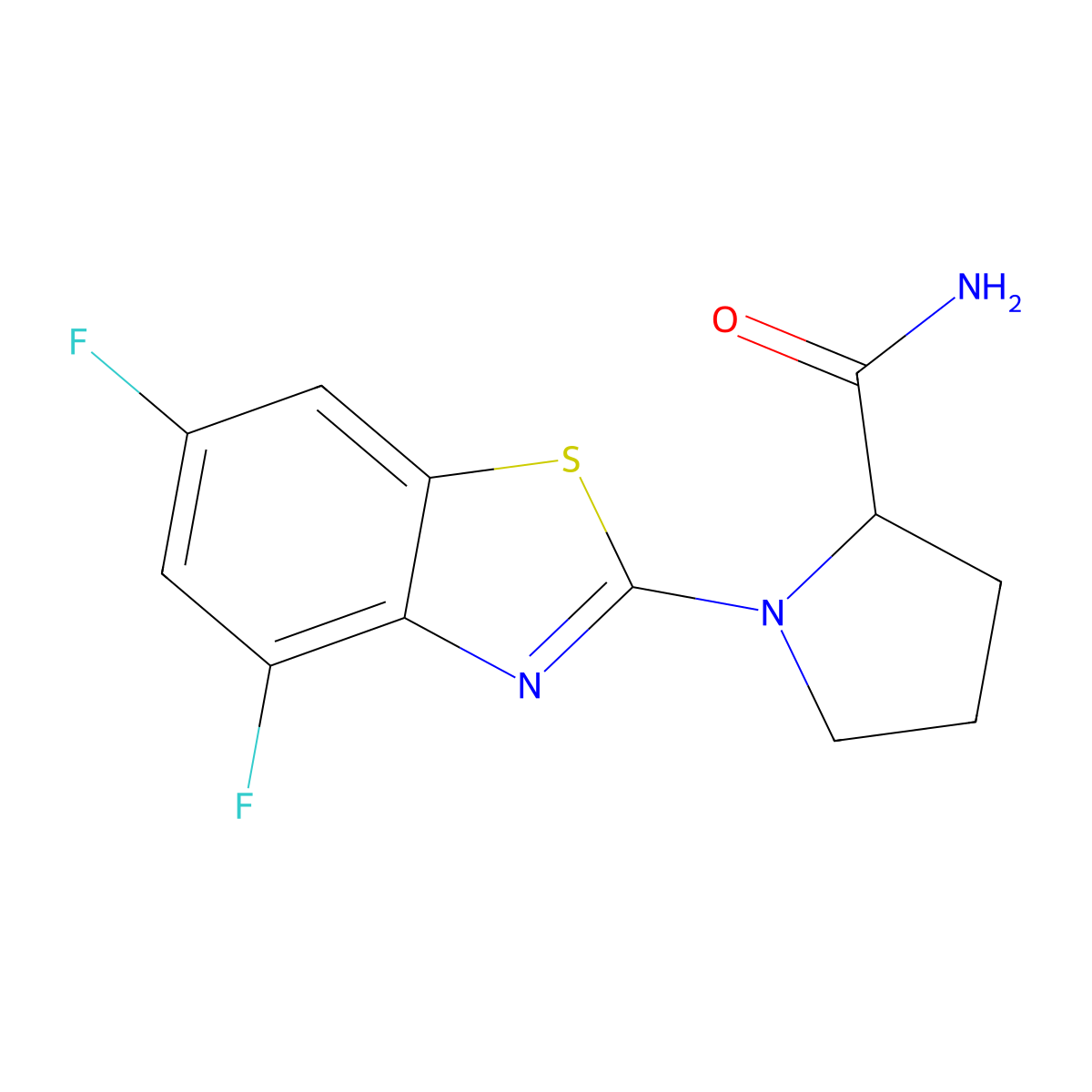 1-(4,6-Difluoro-1,3-benzothiazol-2-yl)pyrrolidine-2-carboxamide molecular structure, CAS 2548977-45-1