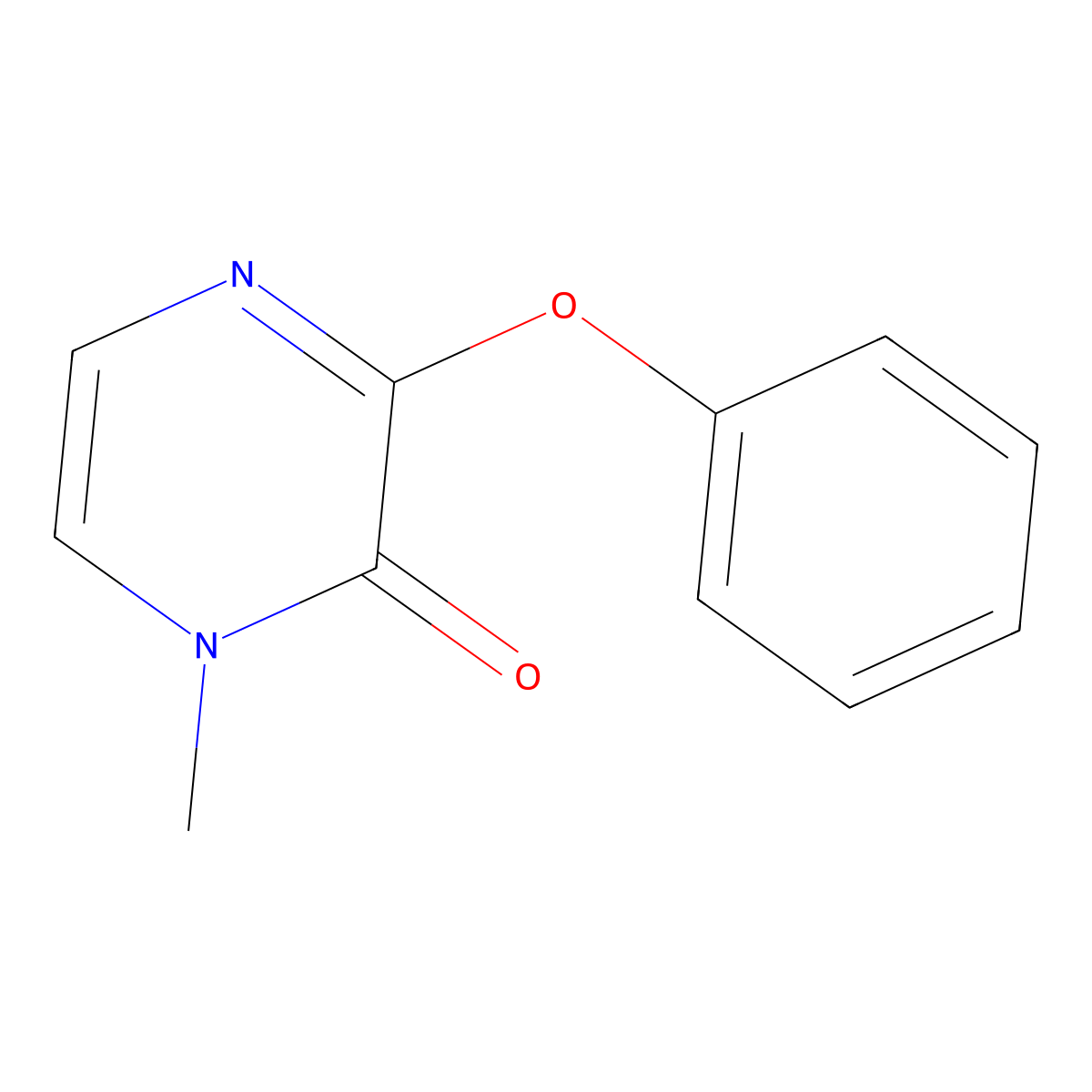 1-Methyl-3-phenoxy-1,2-dihydropyrazin-2-one molecular structure, CAS 2548977-46-2