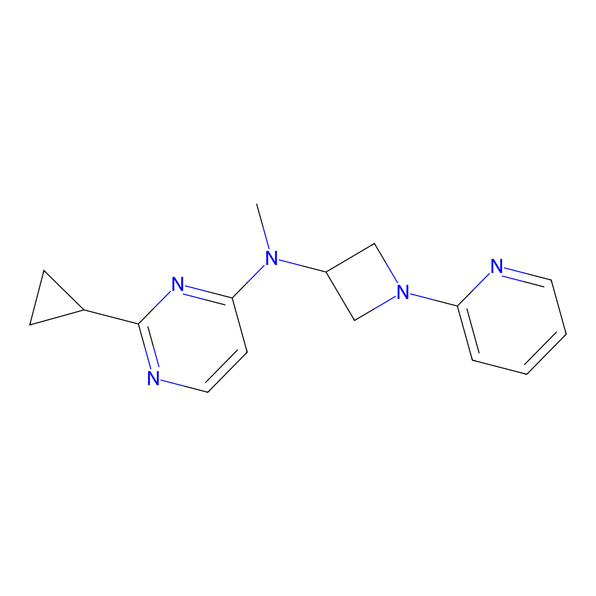 2-cyclopropyl-N-methyl-N-[1-(pyridin-2-yl)azetidin-3-yl]pyrimidin-4-amine molecular structure, CAS 2548977-47-3