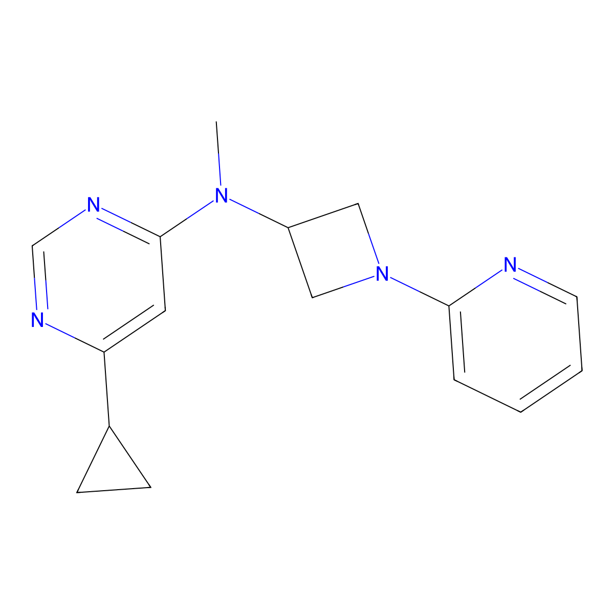 6-cyclopropyl-N-methyl-N-[1-(pyridin-2-yl)azetidin-3-yl]pyrimidin-4-amine molecular structure, CAS 2548977-50-8