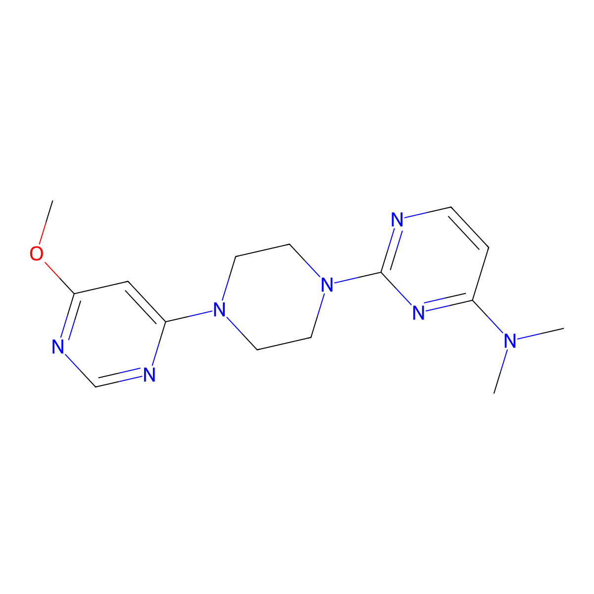 2-[4-(6-methoxypyrimidin-4-yl)piperazin-1-yl]-N,N-dimethylpyrimidin-4-amine molecular structure, CAS 2548977-55-3