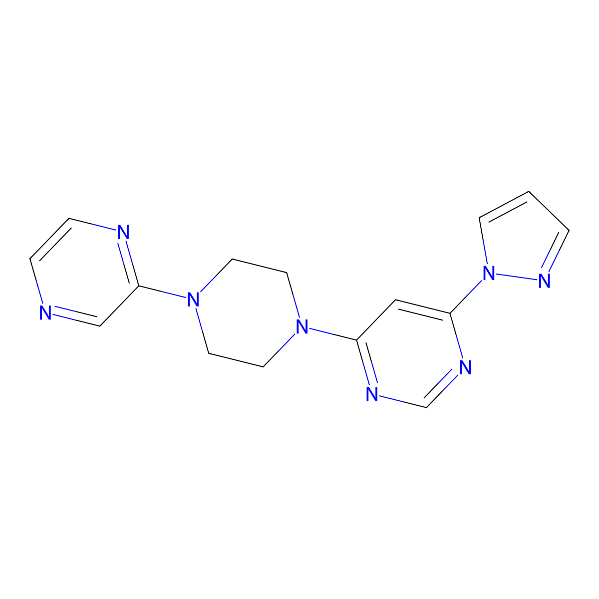 4-[4-(pyrazin-2-yl)piperazin-1-yl]-6-(1H-pyrazol-1-yl)pyrimidine molecular structure, CAS 2548977-60-0