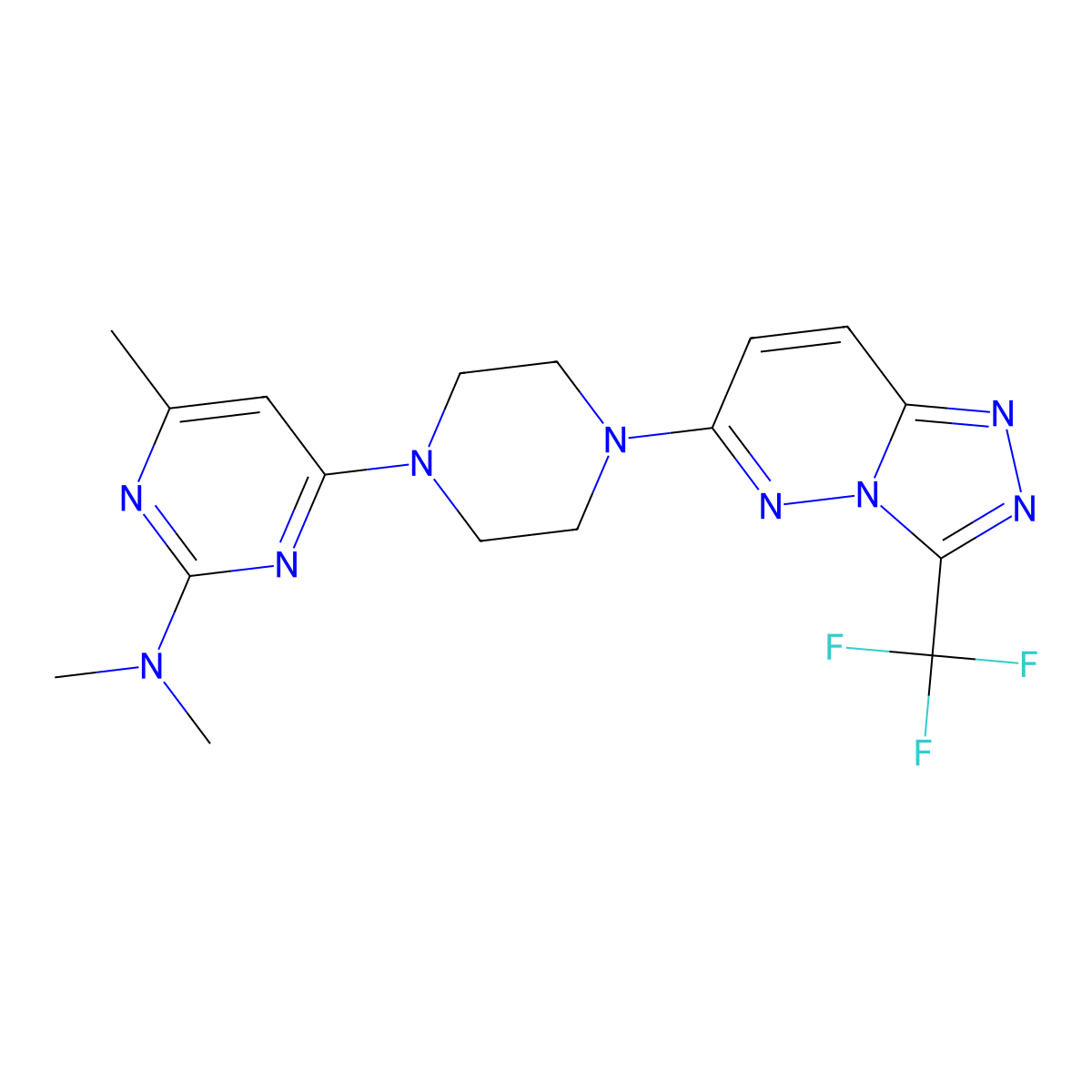 N,N,4-trimethyl-6-{4-[3-(trifluoromethyl)-[1,2,4]triazolo[4,3-b]pyridazin-6-yl]piperazin-1-yl}pyrimidin-2-amine molecular structure, CAS 2548977-64-4