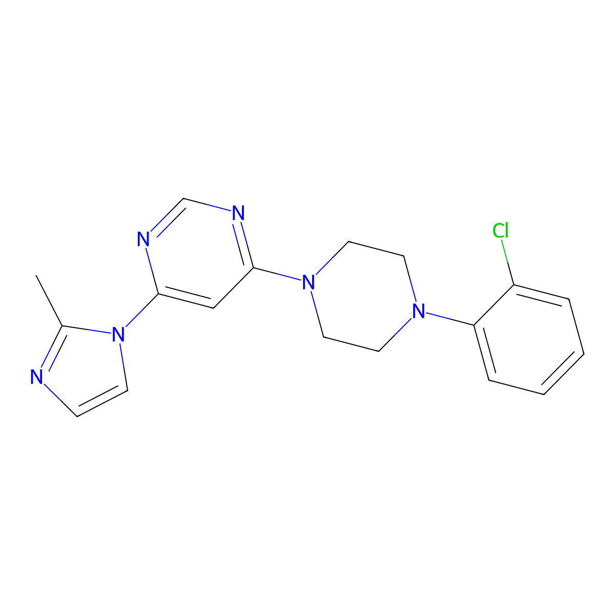 4-[4-(2-chlorophenyl)piperazin-1-yl]-6-(2-methyl-1H-imidazol-1-yl)pyrimidine molecular structure, CAS 2548977-65-5
