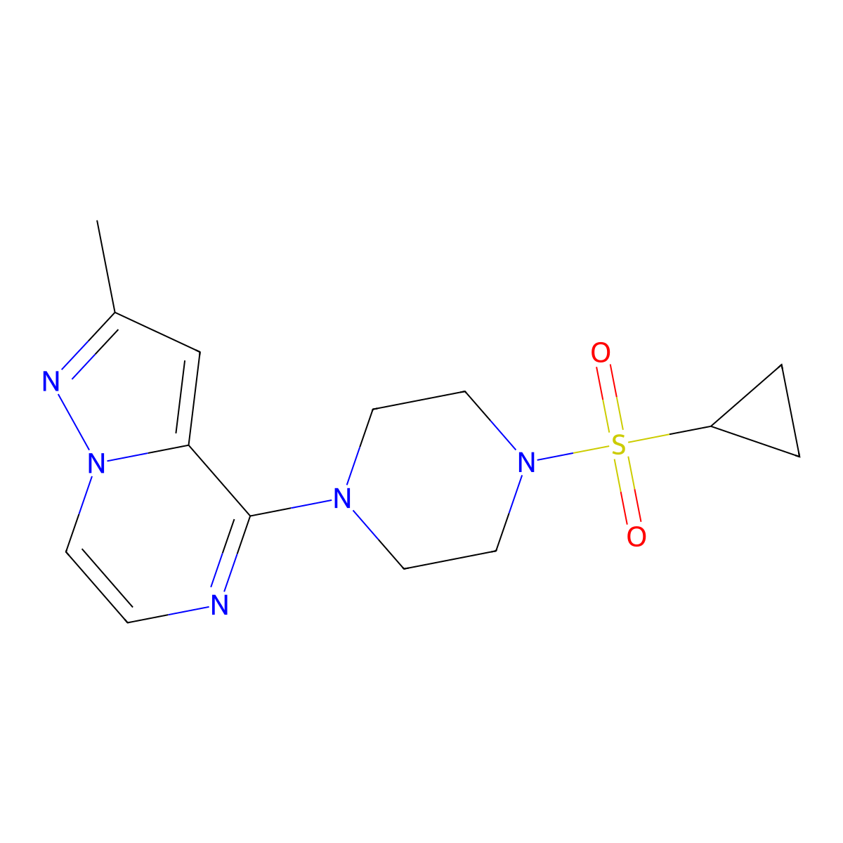 1-(Cyclopropanesulfonyl)-4-{2-methylpyrazolo[1,5-a]pyrazin-4-yl}piperazine molecular structure, CAS 2548977-72-4
