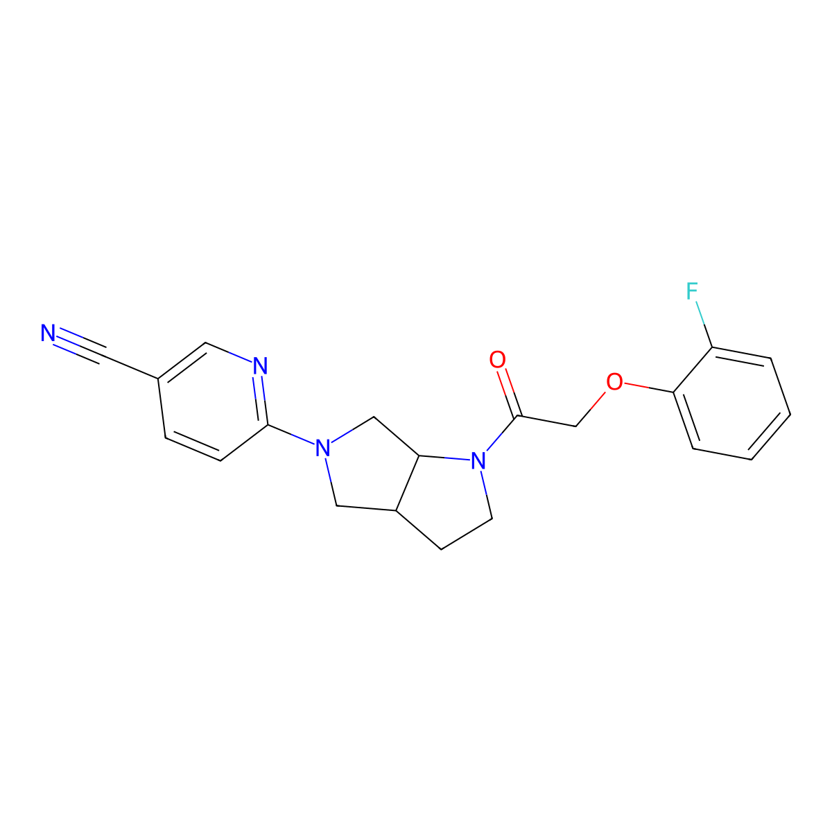 6-{1-[2-(2-Fluorophenoxy)acetyl]-octahydropyrrolo[3,4-b]pyrrol-5-yl}pyridine-3-carbonitrile molecular structure, CAS 2548977-73-5
