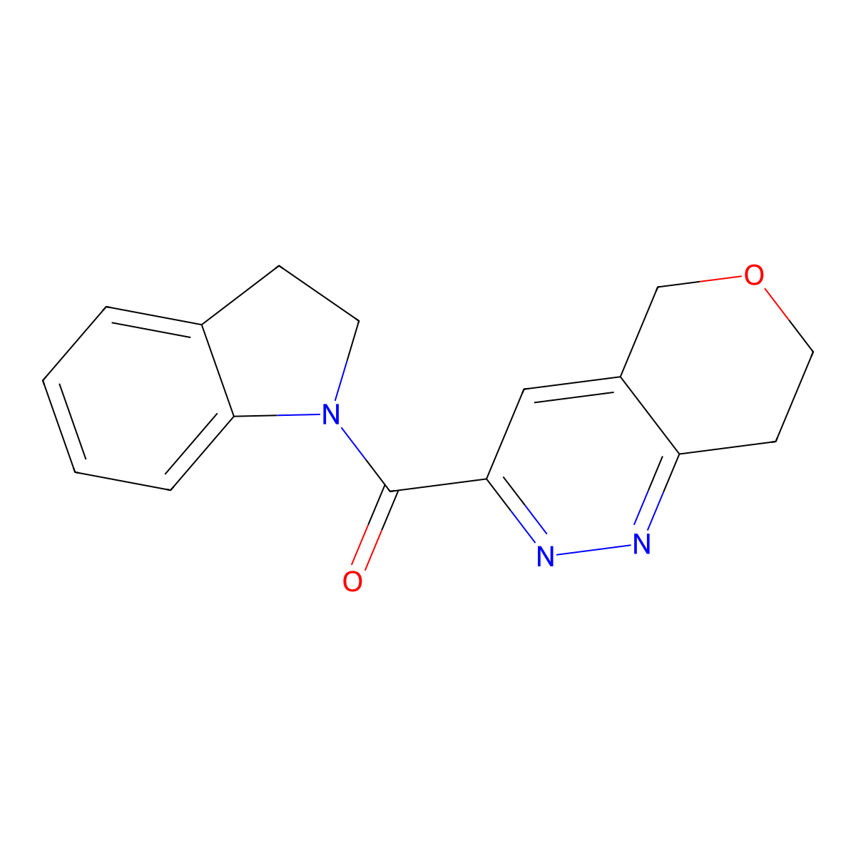 1-{5H,7H,8H-pyrano[4,3-c]pyridazine-3-carbonyl}-2,3-dihydro-1H-indole molecular structure, CAS 2548977-76-8