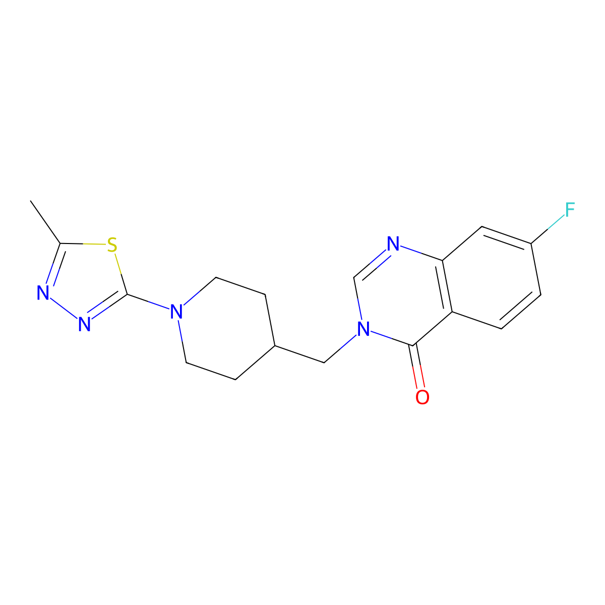 7-Fluoro-3-{[1-(5-methyl-1,3,4-thiadiazol-2-yl)piperidin-4-yl]methyl}-3,4-dihydroquinazolin-4-one molecular structure, CAS 2548977-77-9