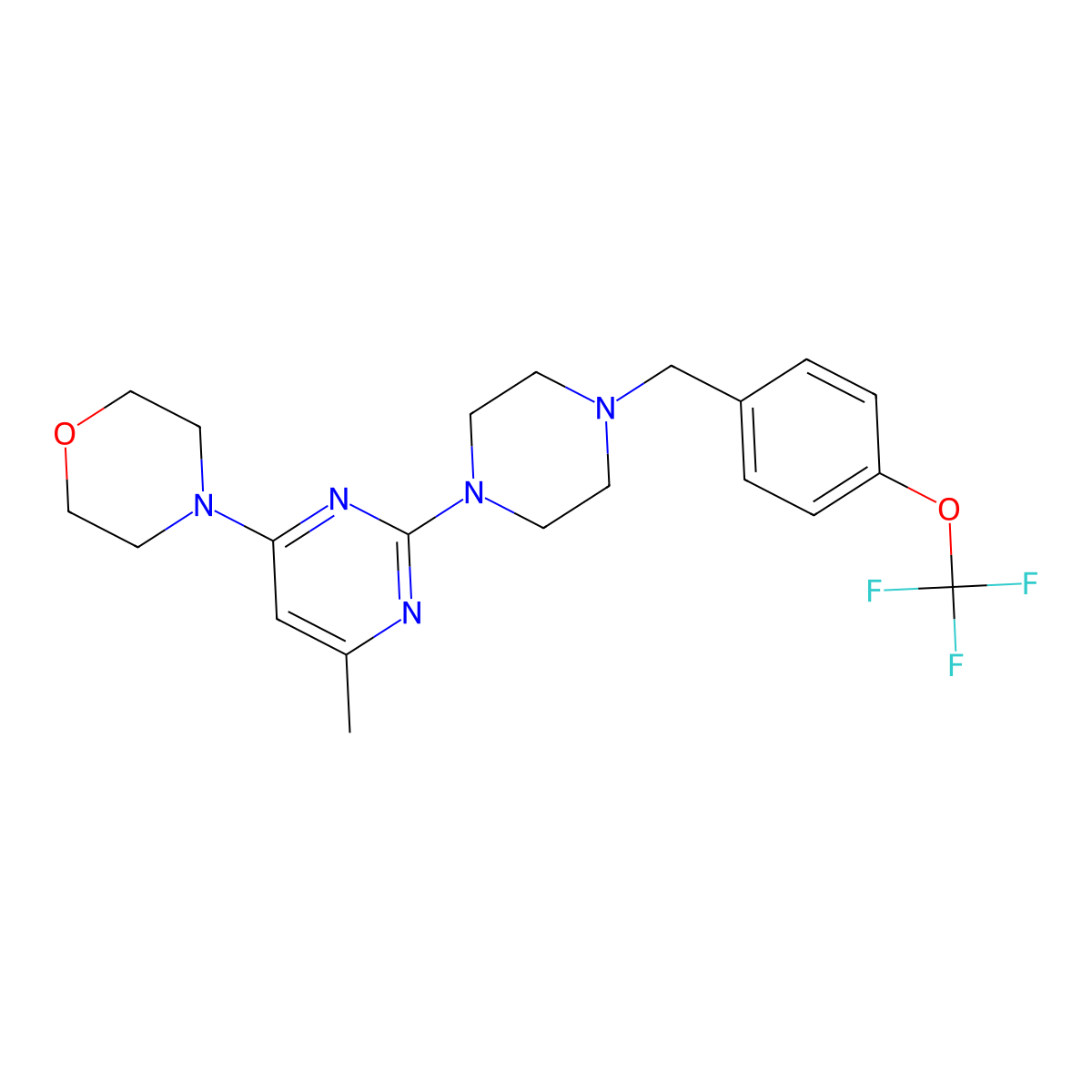 4-[6-Methyl-2-(4-{[4-(trifluoromethoxy)phenyl]methyl}piperazin-1-yl)pyrimidin-4-yl]morpholine molecular structure, CAS 2548977-80-4